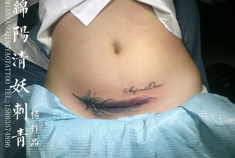 羽毛纹身疤痕遮盖前后，不再让难纹身图片_肩部手臂欧美传统肖像清新贴纸人物鬼神纹身图案