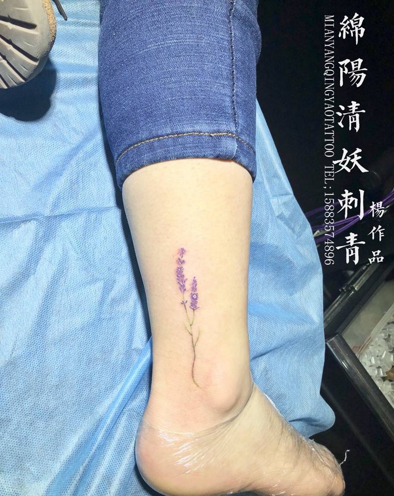 薰衣草小清新纹身纹身图片_腰部欧美插画鬼神手部臀部脚部清新肖像国画纹身图案