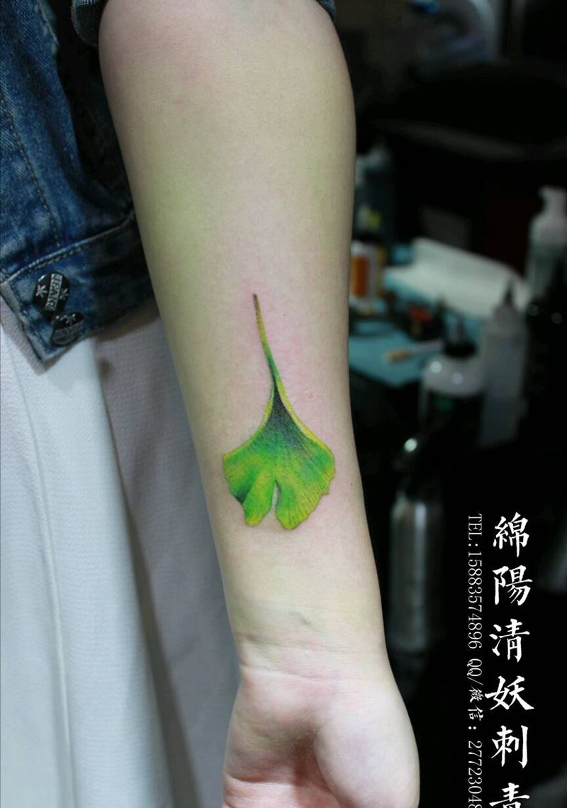 银杏叶纹身，让你的皮肤看起不再纹身图片
