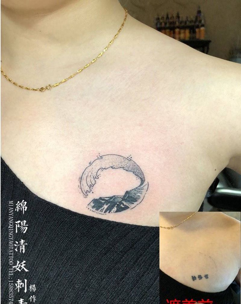 胸前遮盖纹身图片
