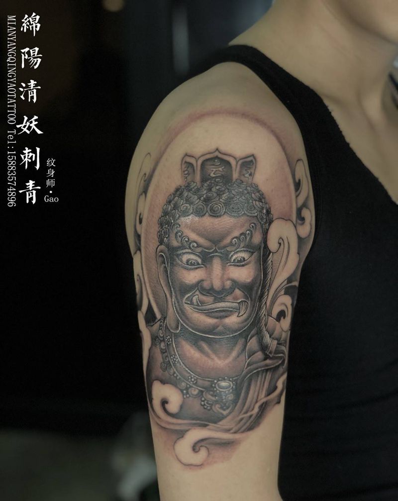 大臂不动明王纹身高作品纹身图片