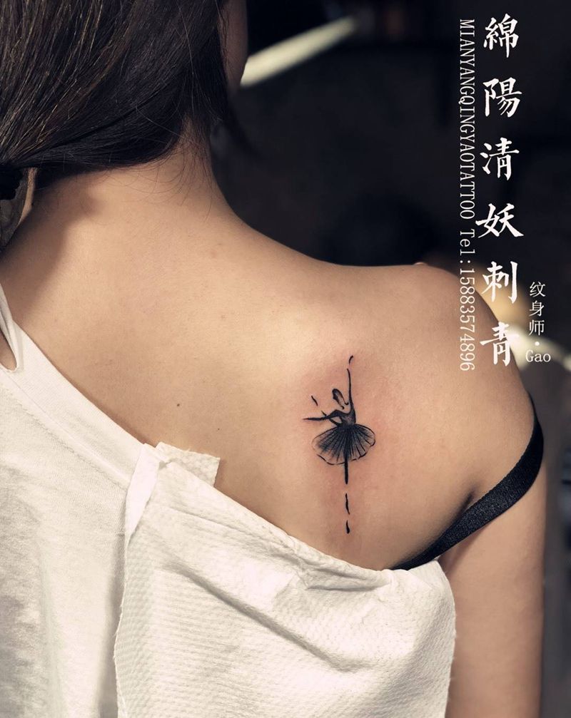 后肩芭蕾少女小清新纹身 高作品纹身图片