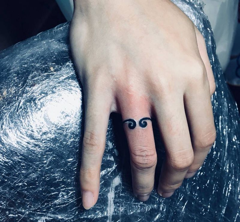 紧箍咒纹身图片_手部戒指纹身图案