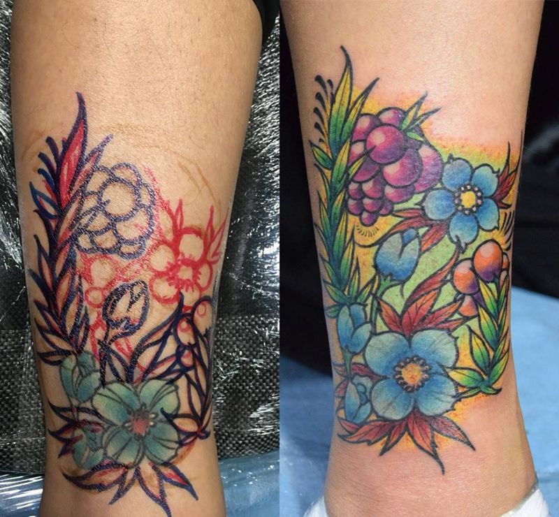 修改遮盖，奇花异果。纹身图片