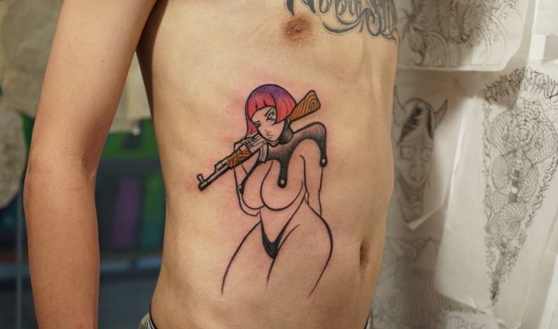 new school女郎纹身图片