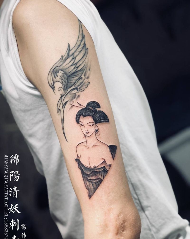 艺伎纹身图片