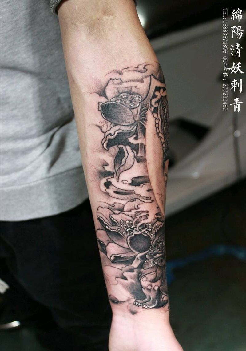 文殊菩萨纹身纹身图片_胸部腰部背部手臂肖像清新动物人物纹身图案