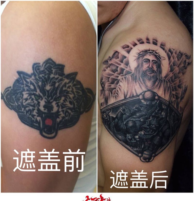 遮盖，未完成。纹身图片