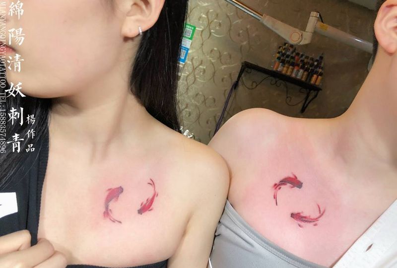 金鱼情侣纹身纹身图片