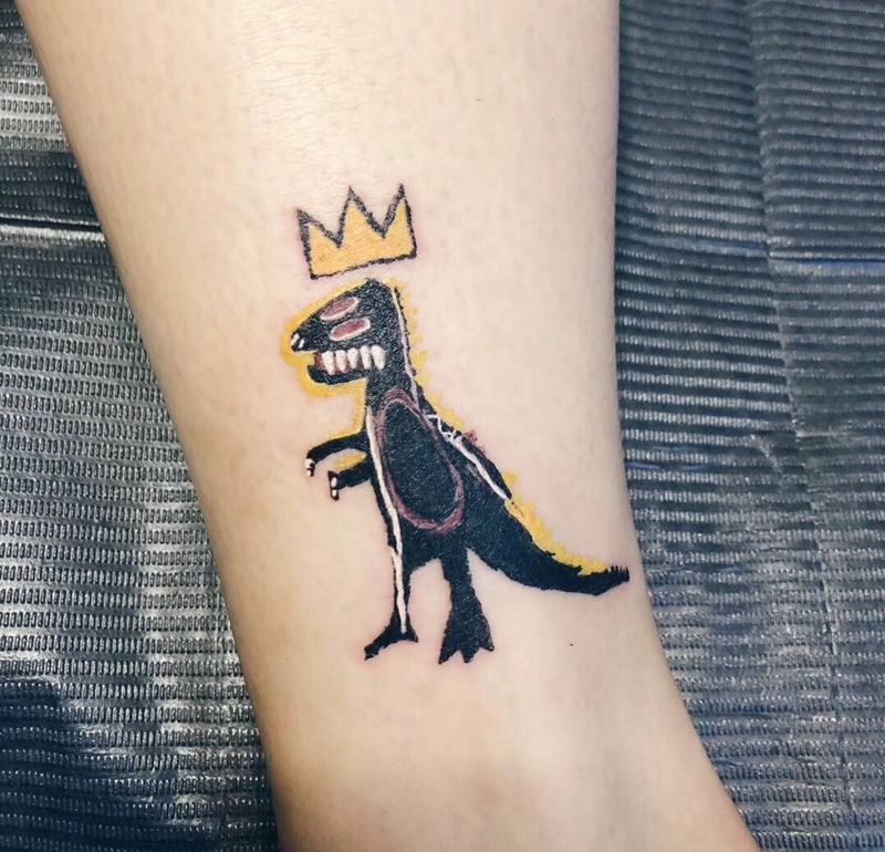 巴斯奎特纹身图片_脚部腿部图腾几何纹身图案