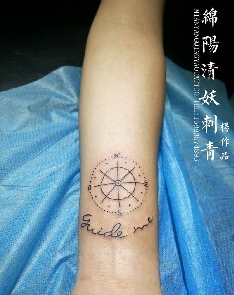 指南针，冰淇淋纹身图片