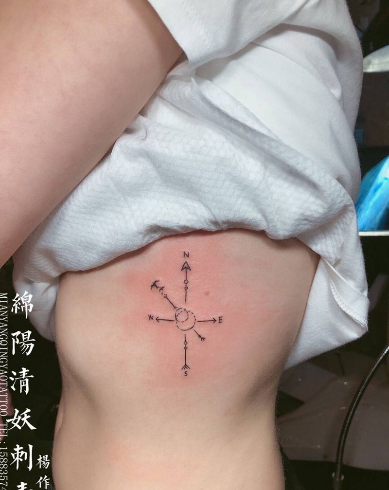 俄罗斯美女自己设计的指南针纹身纹身图片