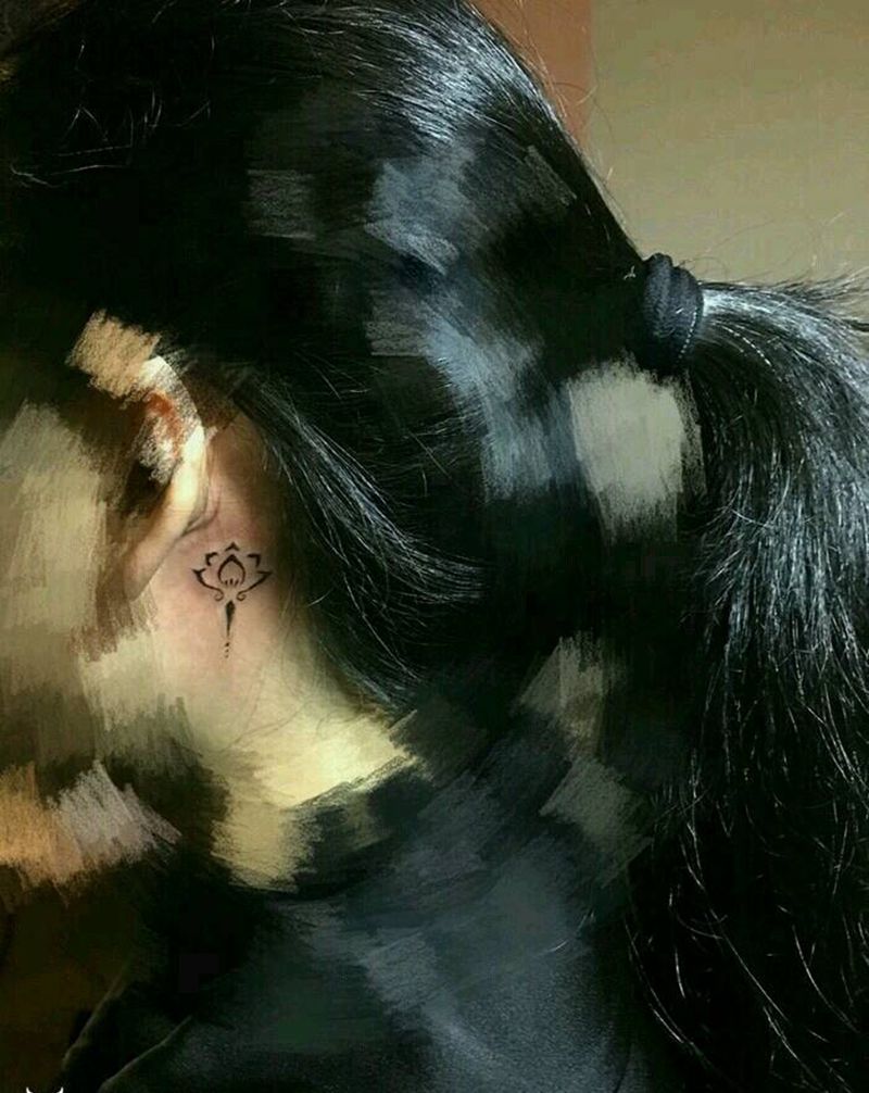 耳后微刺青纹身图片