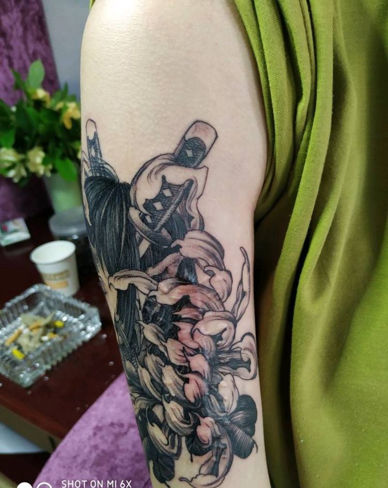 艺妓纹身图片_手臂点刺纹身图案