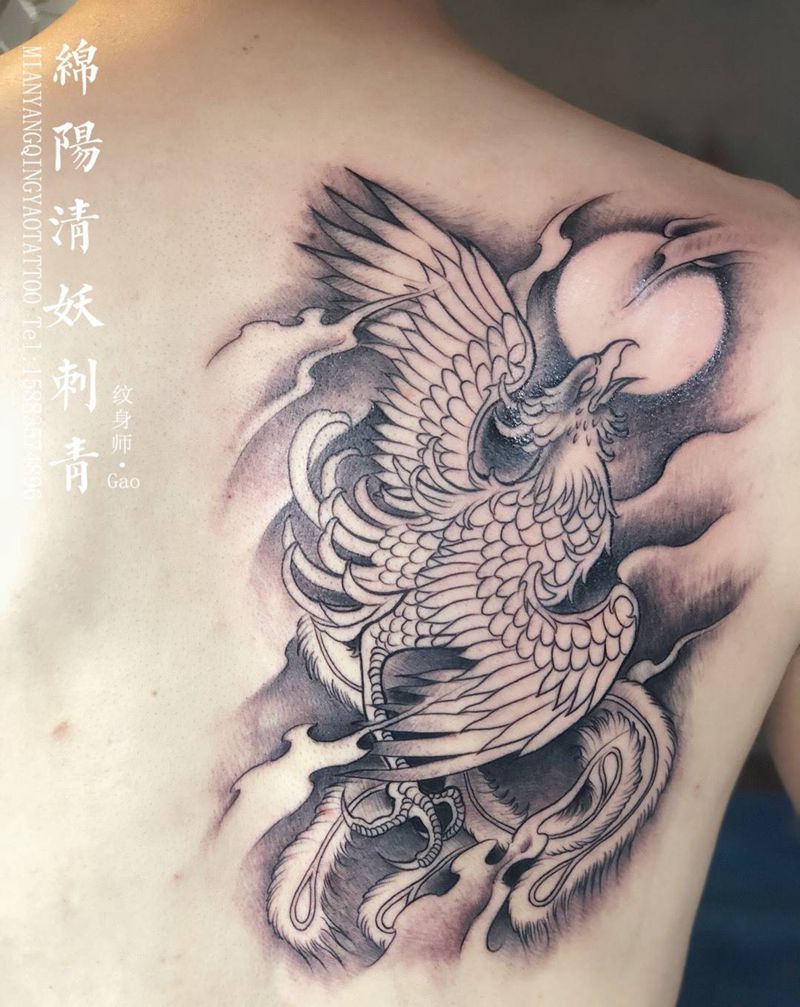 后背凤凰纹身，未完待续   高作品纹身图片