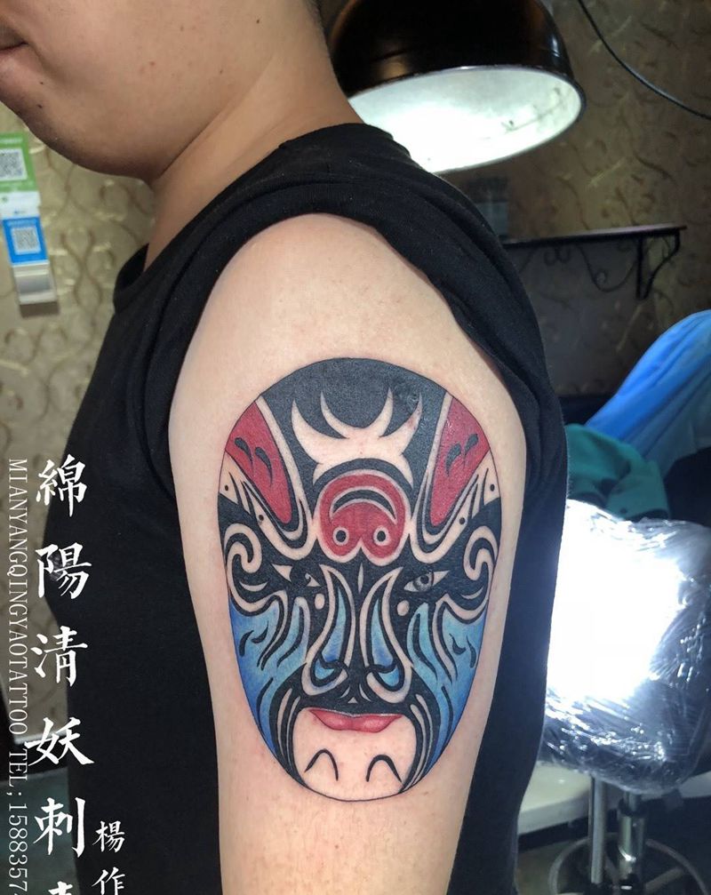 脸谱纹身纹身图片_欧美肩部手部脚部图腾肖像贴纸纹身图案