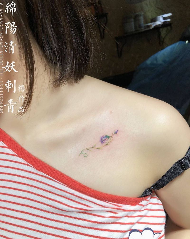 锁骨小清新纹身   杨作品纹身图片