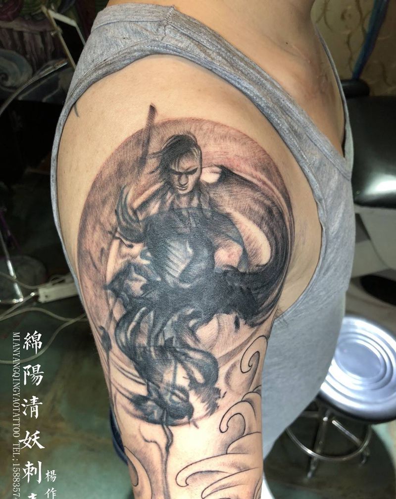 花臂遮盖纹身图片