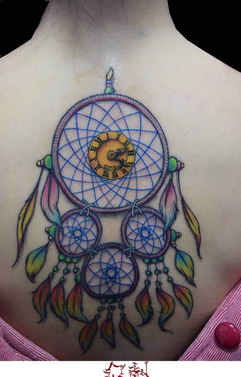 幻刺原创设计捕梦网。纹身图片