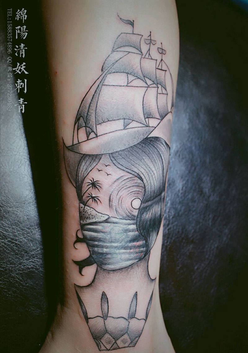 欧美风遮盖加字母纹身纹身图片_腰部手部脚部传统习俗国画动物纹身图案