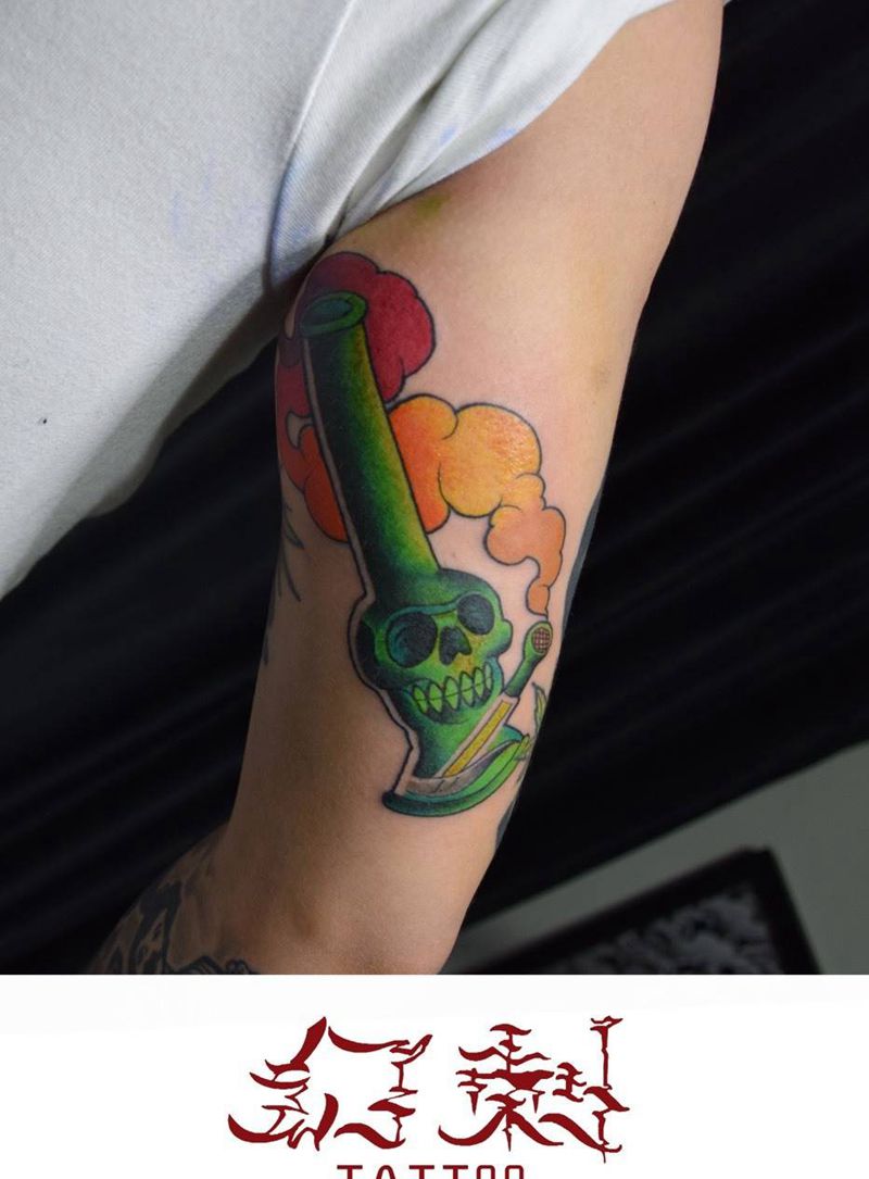 骷髅水烟纹身图片