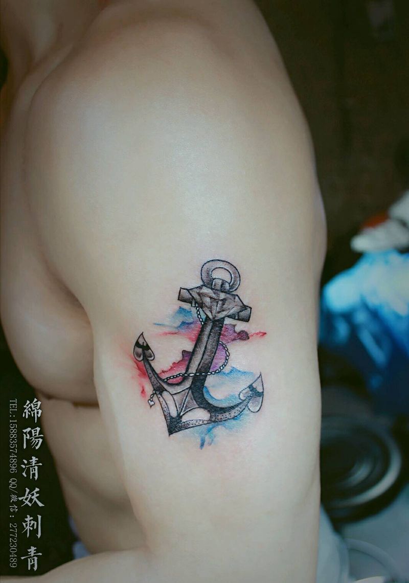 船锚纹身，力量纹身图片