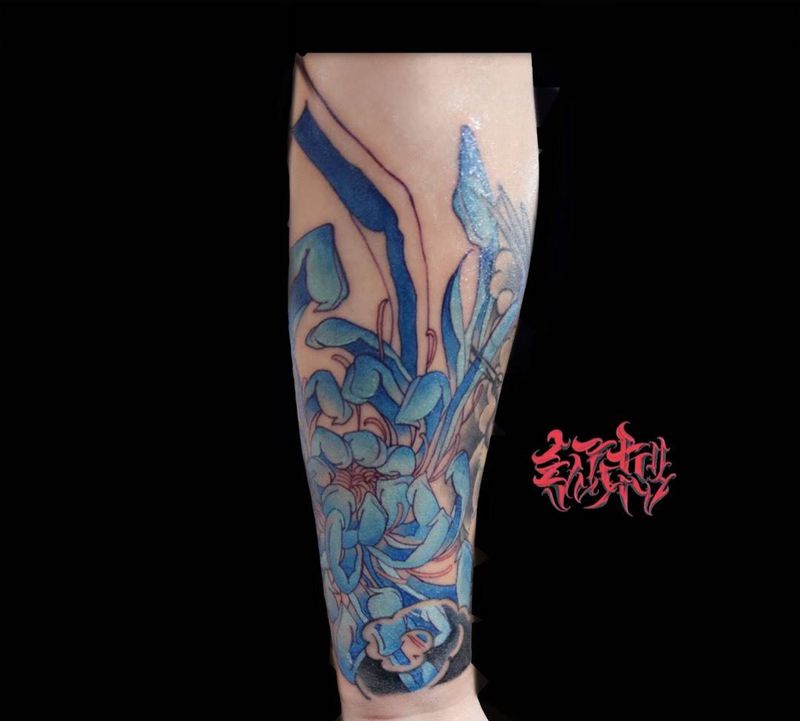 传统菊花纹身图片