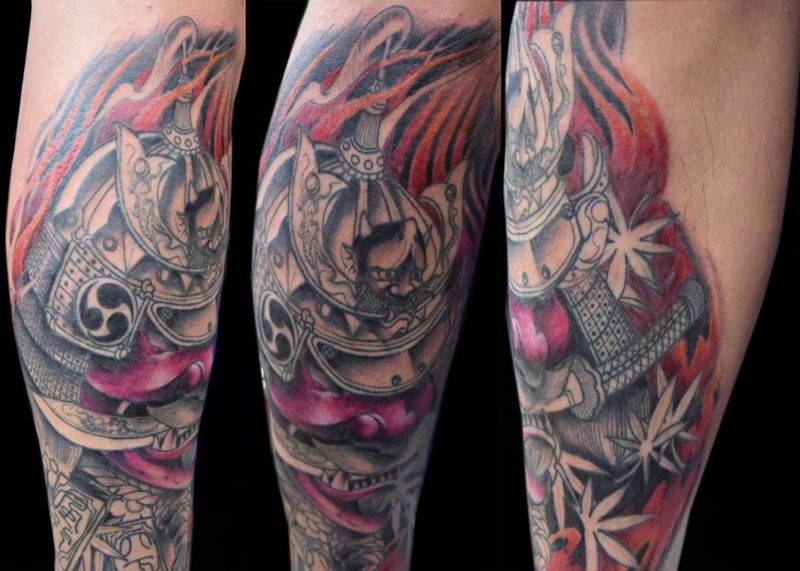 武士,未完成纹身图片