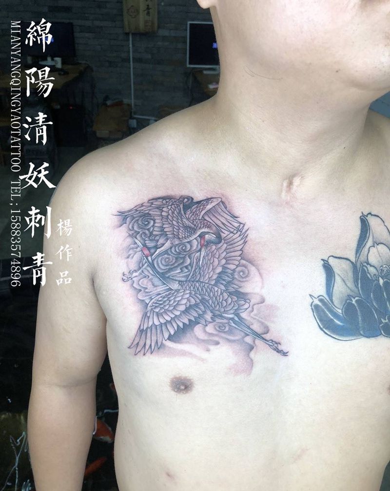 仙鹤纹身图片