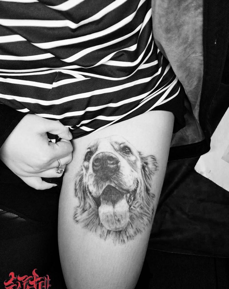 金毛写实，沈老师纹身图片