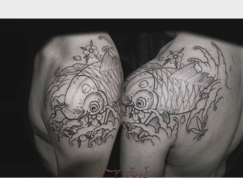 徒手设计鲤鱼纹身图片