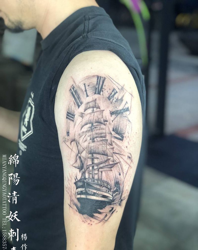帆船纹身图片