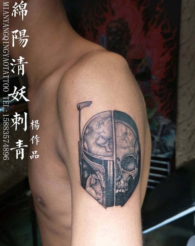 另类骷髅纹身纹身图片_背部手臂习俗肖像贴纸静物宗教纹身图案