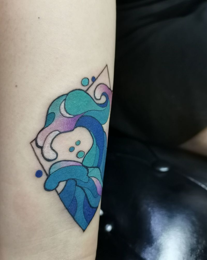 遮盖浪纹身图片_手臂Old School纹身图案