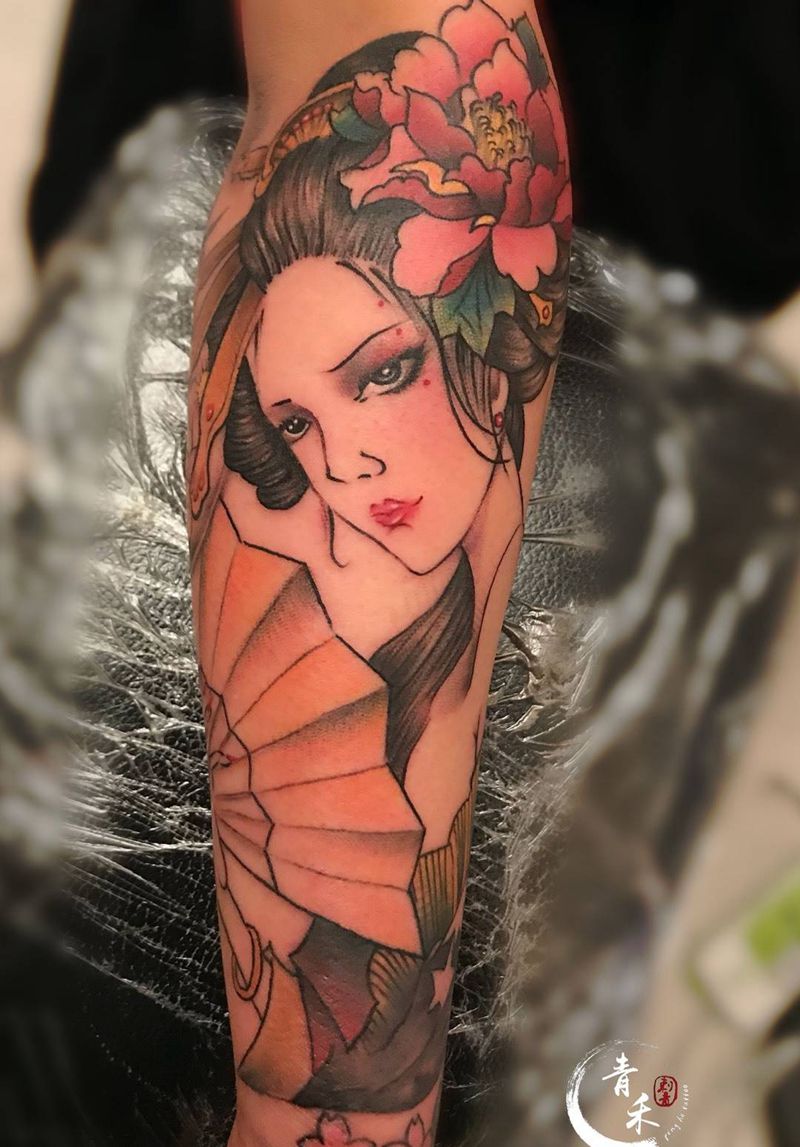 艺伎纹身图片