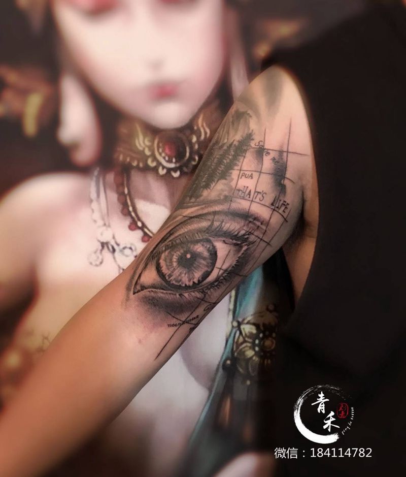 眼睛纹身图片_欧美写实纹身图案