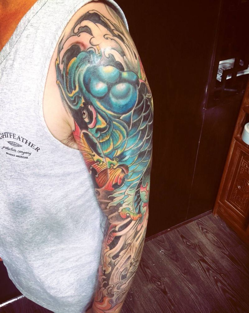 遮盖花臂纹身图片