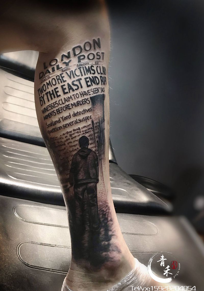 客人的背影纹身图片_欧美写实纹身图案