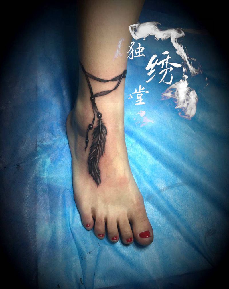 脚链纹身图片_脚部纹身图案