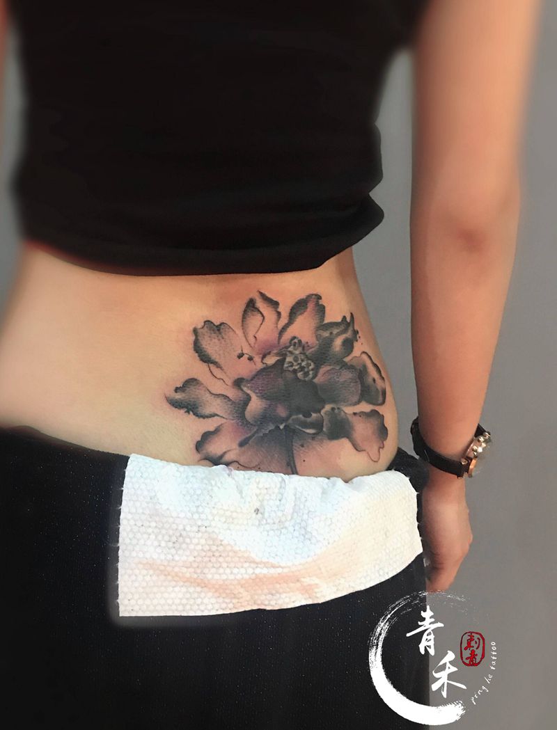 遮盖作品纹身图片_水彩水墨纹身图案