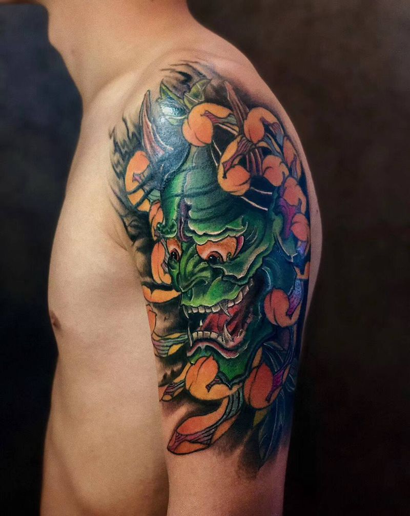 「般若」纹身图片_手臂腿部新传统纹身图案