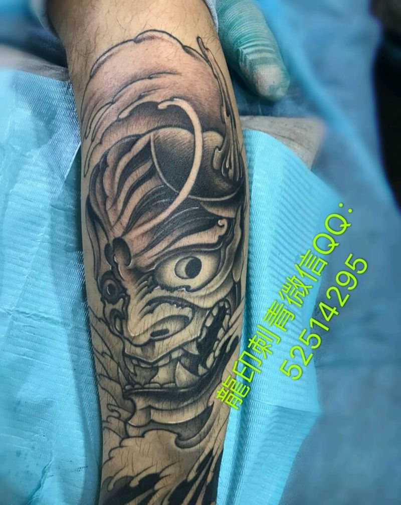 小腿般若完成纹身图片