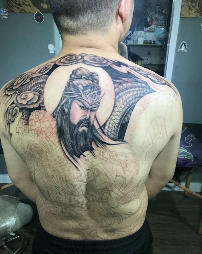 作品进度！馭龙吐月3！未完纹身图片