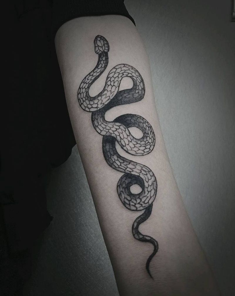 小蛇纹身图片_手臂蛇纹身图案