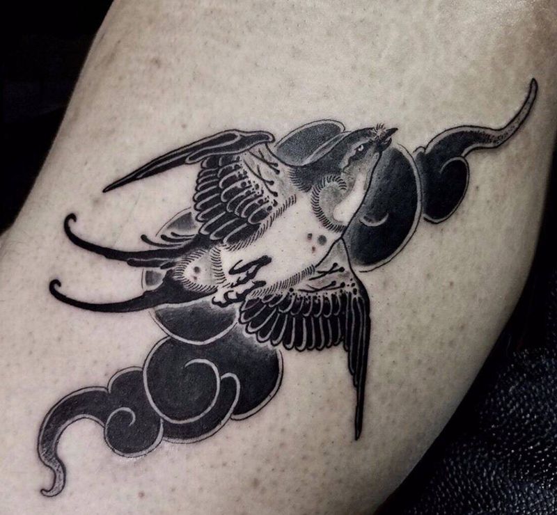 传统✖️燕子纹身图片