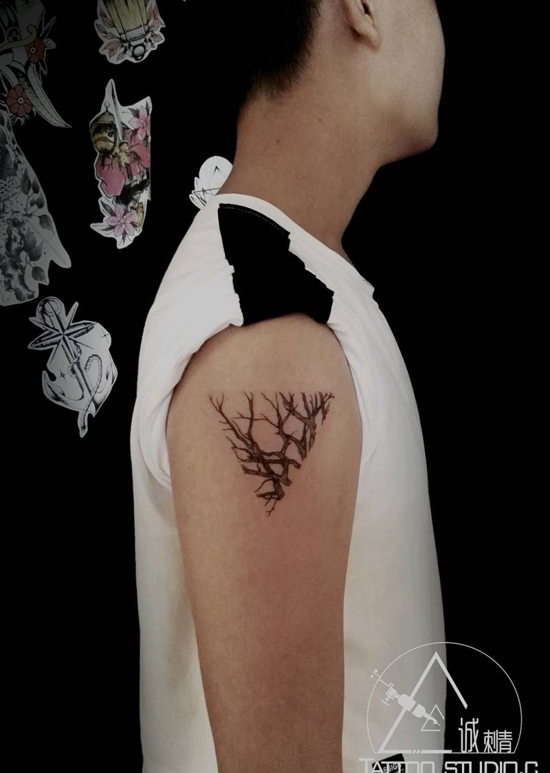 小清新纹身图片_手臂清新几何植物成品纹身图案