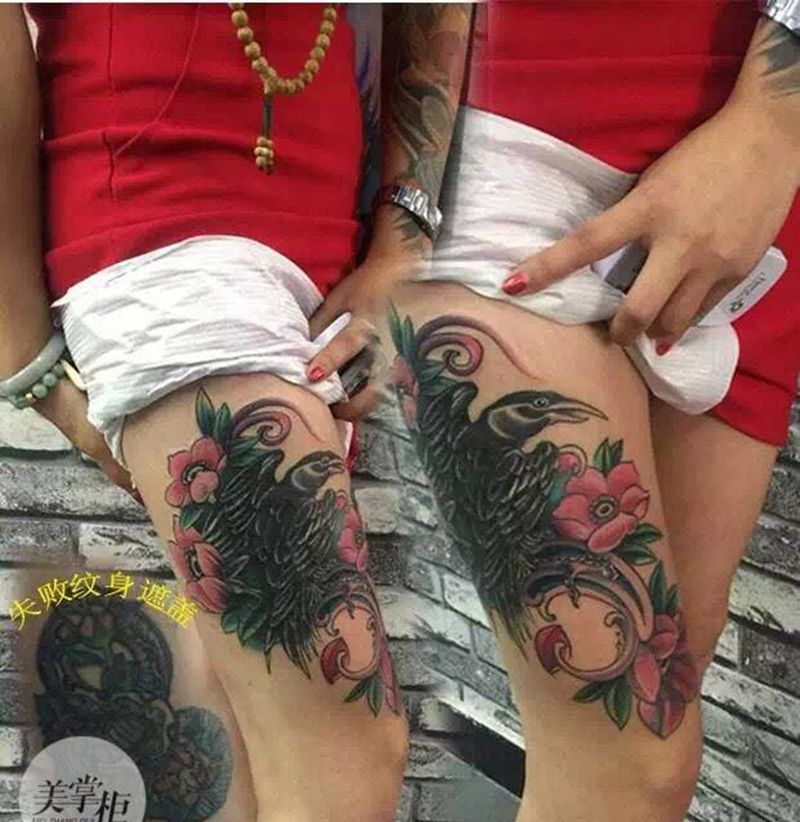 补发几天作品，纹身图片_欧美传统植物静物颈部纹身图案