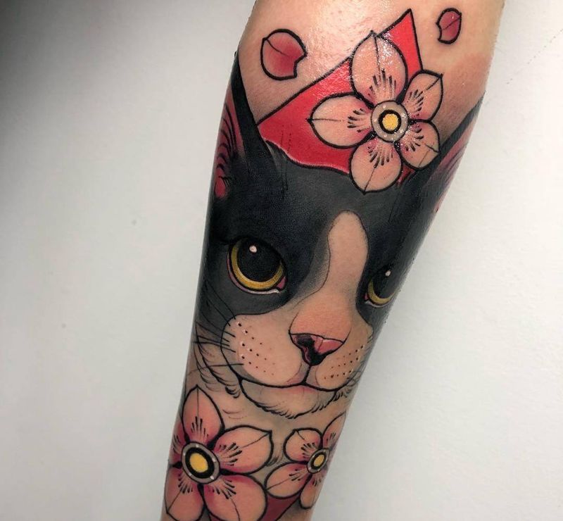 花猫纹身图片