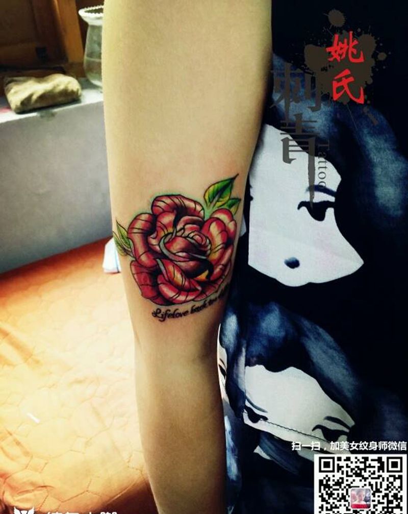 欧美玫瑰纹身图片