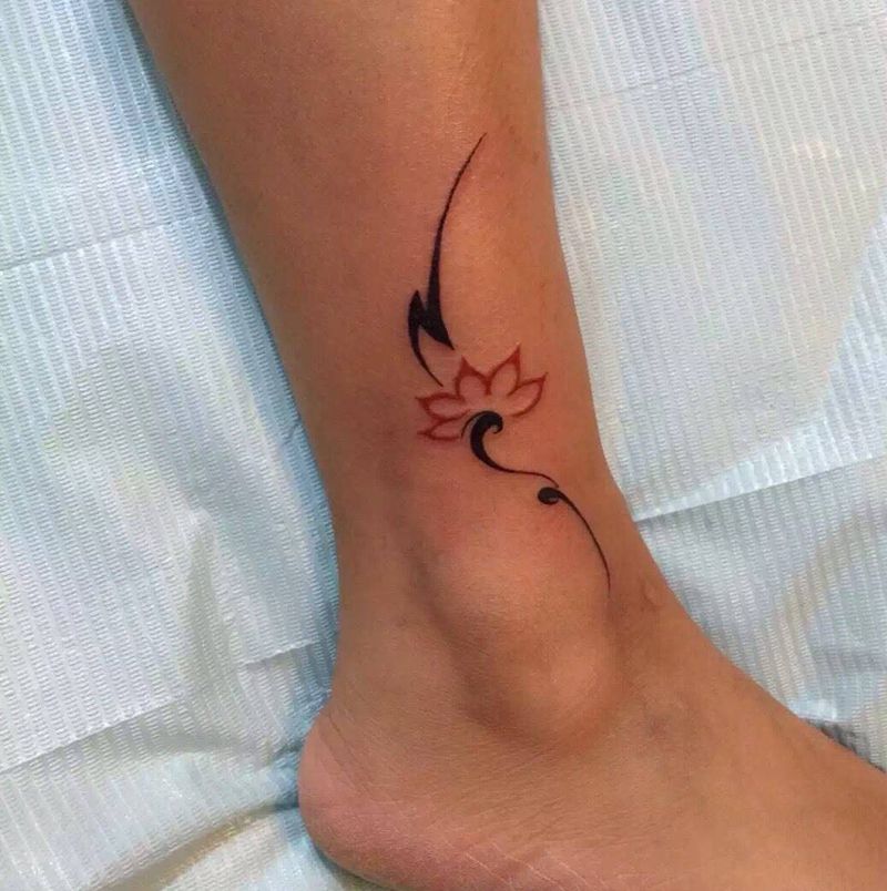 荷花纹身图片
